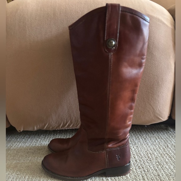 Frye Melissa Tall Button Boots Cognac Brown Size 5B - Picture 4 of 10